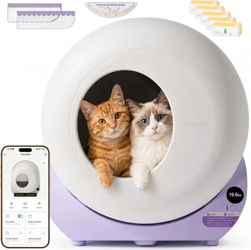 Vista 11 de Furrytail Caja de arena automática autolimpiante con 120 bolsas de basura, control avanzado de olores y fugas, gran capacidad para hogares de varios