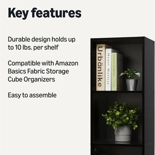 Vista 3 de Amazon Basics - Estantería de 5 cubos compatible con organizadores de almacenamiento de tela, color negro Compatible con organizadores de cubos