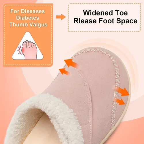 Vista 7 de LeIsfIt Pantuflas anchas para mujer, ajustables, para diabéticos, cálidas, acogedoras, antideslizantes, de espuma viscoelástica, para invierno