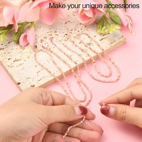 Vista 7 de LiQunSweet 320 cuentas redondas de ópalo rosa genuino natural de 0.079 pulgadas, cuentas sueltas de cristal para mujeres, hombres y niñas, cuentas