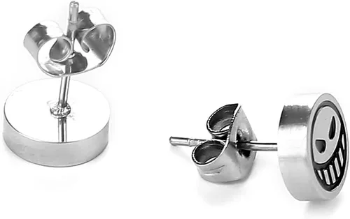 Vista 3 de Pendientes de tuerca de anime Happy Unhappy, accesorio de cosplay, Acero inoxidable