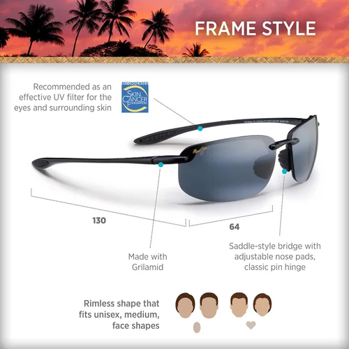 Vista 8 de Maui Jim Mens and Womens Breakwall Polarized Rimless Sunglasses
