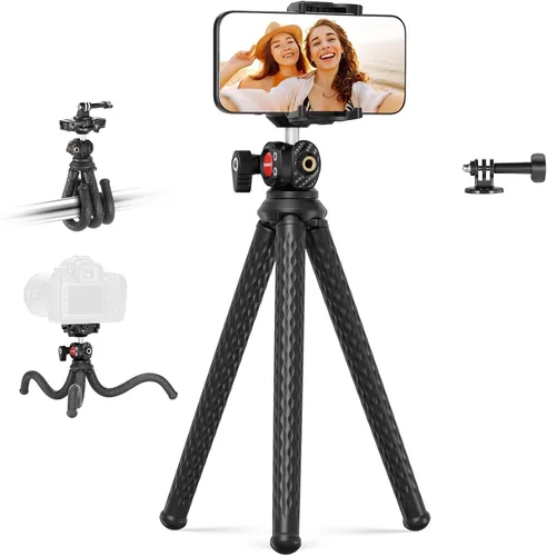 Vista 12 de NEEWER Trípode magnético flexible para teléfono compatible con Magsafe iPhone 15 Pro Max 14 Series Android, Mini Vlog Soporte de trípode