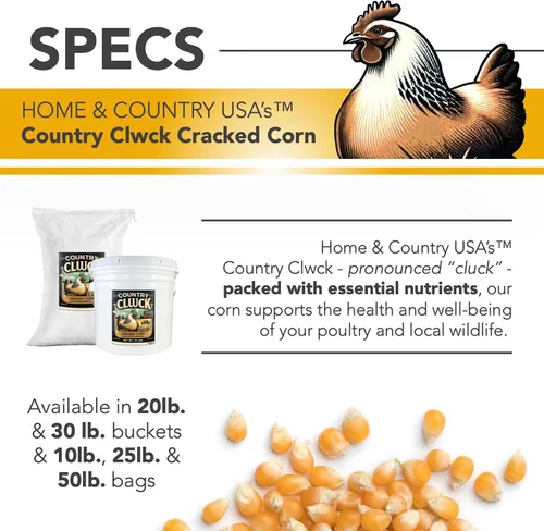 Vista 2 de Home and Country USA Country Clwck - Maíz agrietado para pollos, ciervos, pájaros y muchos más vida silvestre. (50 libras)