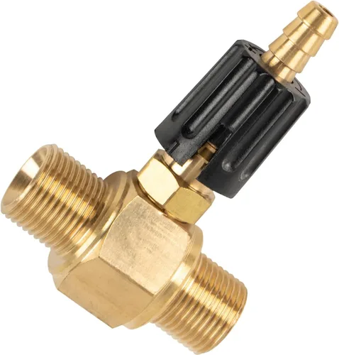 Vista 6 de Inyector químico para lavadora a presión de 1-2 GPM para bomba general, control ajustable, arandela de potencia, inyector aguas abajo, orificio