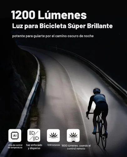 Vista 3 de TOWILD DLite1800 Bike Lights for Night Riding,1800LM Dual Light Source System,Compatible with Garmin/GoPro Mount,5000mAh Rechargeable