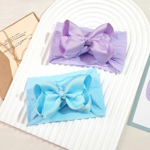 Vista 7 de CÉLLOT Diademas de 20 colores para bebé niña con lazos para el pelo de 4 pulgadas, turbante de nailon, diademas para recién nacidos y niños pequeños