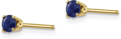 Vista 2 de Aretes de oro amarillo de 14 quilates de 0.118in de septiembrezafiro con piedra natal de septiembre, joyería fina para mujer, regalos para ella
