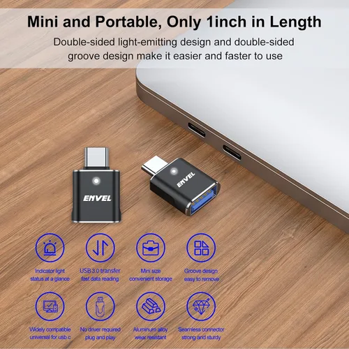 Vista 4 de ENVEL Adaptador USB a USB C, paquete de 2 unidades USB3 de transferencia de datos de alta velocidad de 10 Gbps, convertidor OTG Thunderbolt3 4