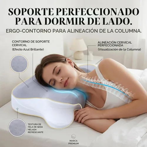 Vista 2 de Almohada cervical de espuma viscoelástica refrescante para aliviar el dolor de cuello, almohada ergonómica de cama de contorno con funda