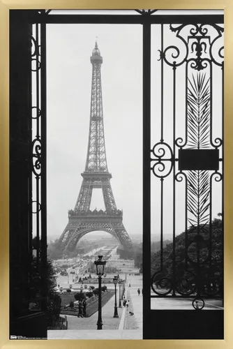 Vista 18 de Trends International Póster de pared de la Torre Eiffel - Puerta VIew, 14.725 x 22.375 pulgadas, versión enmarcada de madera de granero