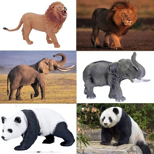 Vista 4 de BOLZRA Figuras de animales de safari con tapete de juego de actividades y caja de almacenamiento, juego gigante de plástico realista con león