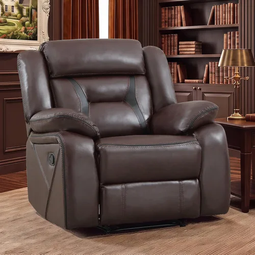 Vista 14 de Sofá reclinable manual de cuero sintético, sofá reclinable de 3 plazas, sofá cama para sala de estar, muebles, sala de reuniones, marrón oscuro