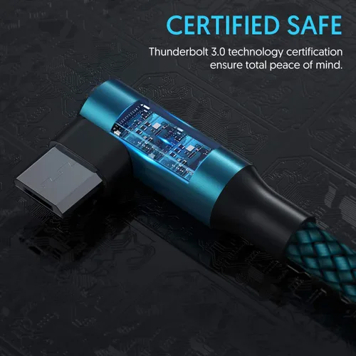 Vista 2 de EWUONU Cable micro USB de 90 grados 2 unidades de 10 pies para Fire 7 HD8, tabletas Samsung, Galaxy S7 S6 Edge J8 J7, Xbox One, controladores