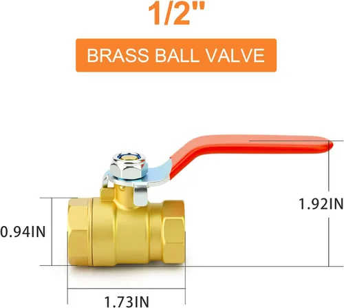 Vista 2 de GASHER Mini válvula de bola de latón de 1/2 pulgada, válvula de cierre, accesorio de tubería de rosca FNPT de 1/2 pulgada