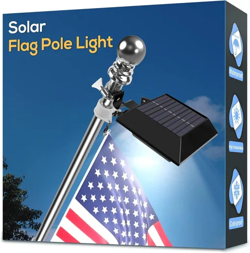 Vista 8 de Luz Solar para Asta de Bandera, Luz Blanca Cálida Brillante 3000K, Actualización de Luz para Asta de Bandera con Energía Solar para Asta de Bandera
