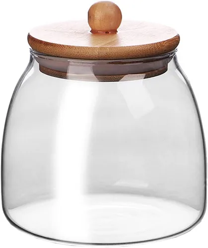 Vista 12 de Tarro de vidrio para dulces Recipiente de almacenamiento de alimentos Tarro para té y granos de café con tapa de madera sellada, 13oz, 400ml