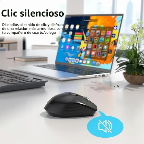 Vista 4 de INFINMIND Ratón Bluetooth inalámbrico, multidispositivo (BT1/BT2 + USB de 2.4 G) para laptop, iPad y Mac, desplazamiento de 4 vías con botones
