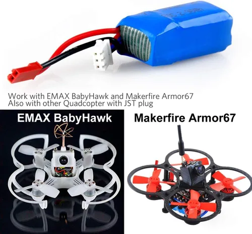 Vista 5 de Crazepony Batería LiPo de 400mAh 2S 7.4V 30C con enchufe JST para Micro FPV Racing Drone Quadcopter