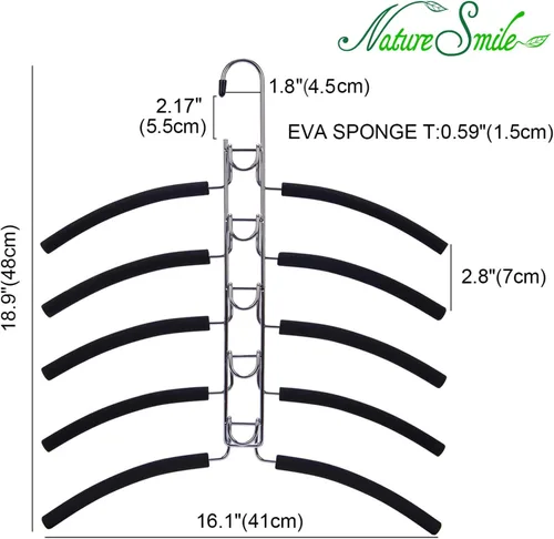 Vista 4 de Nature Smile Perchas de ropa para suéter sin hombros, múltiples capas, ahorro de espacio, para camisetas y blusas, (paquete de 2 unidades)