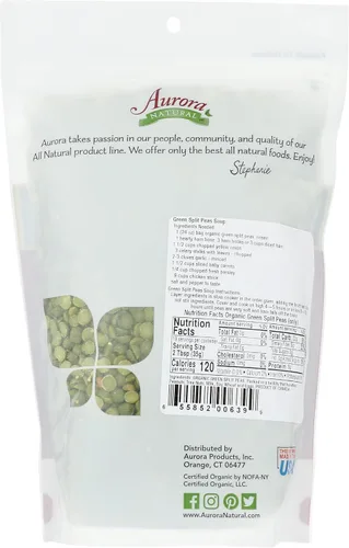 Vista 2 de Aurora Productos Guisantes verdes orgánicos divididos, 24 OZ