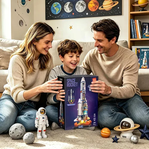 Vista 8 de Space Rocket - Juego de bloques de construcción con luces LED para niños