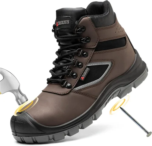 Vista 6 de TAERDUN Men's 6" Steel Toe Lace-Up Work Boots, Safety Shoes Slip-Resistant Negro