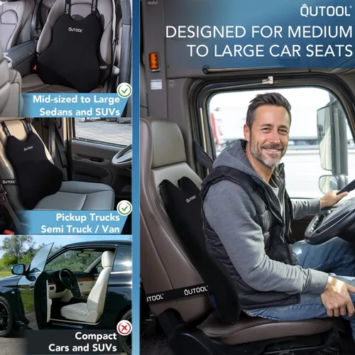 Vista 4 de QUTOOL Almohada de Soporte Lumbar para Automóvil, Accesorios de Camión Elementos Esenciales de Viaje, Cojín de Espuma con Memoria para Asiento