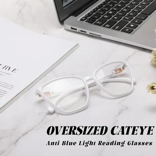 Vista 3 de FEISEDY Gafas de bloqueo de luz azul ojo de gato para mujer, gafas de computadora de moda Cateye B2977