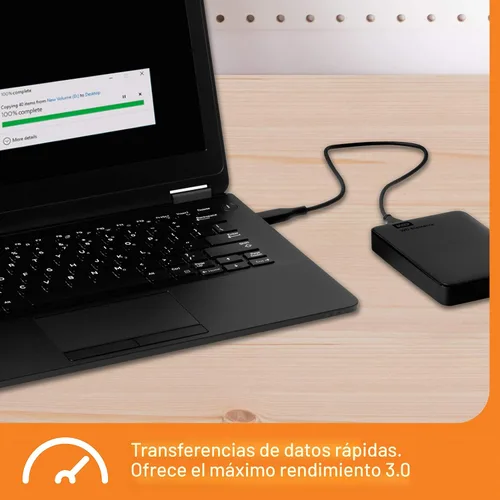 Vista 6 de Western Digital WD - Disco duro externo portátil de 1 TB Elements para Windows, USB 3.2 Gen 1/USB 3.0 para PC y Mac, listo para conectar y usar