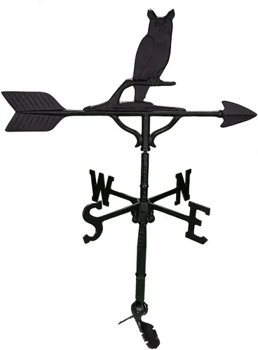 Vista 5 de Montague Metal Products Veleta de 32 pulgadas con adorno de búho de hierro sueco Hierro (Swedish Iron)