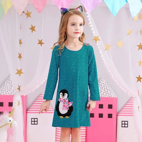 Vista 5 de VIKITA Toddler Girls Dresses Winter Hoodie Clothes Colorful Sequins Long Sleeve Cotton Sweatshirt for Little Kids 3-8 Years