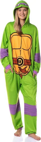 Vista 6 de INTIMO Disfraz de tortuga ninja con capucha para hombre, pijama de dormir para adultos Donatello