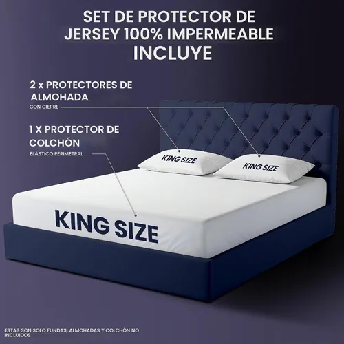 Vista 2 de Juego de protectores de colchón 100% impermeables con 2 fundas de almohada
