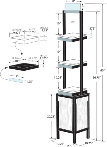 Vista 3 de Azar Displays, 655000, torre de exhibición al por menor con 3 niveles, estantes altos para cosméticos, soporte de exhibición de belleza