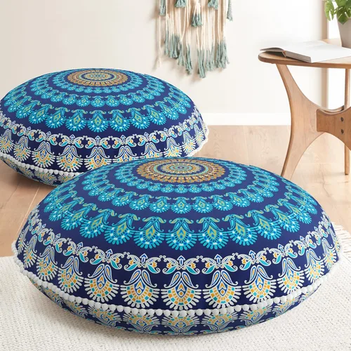 Vista 11 de Codi - Cojín de suelo para meditación, grande y redondo para adultos, diseño bohemio de mandala para exteriores, chimenea, yoga, sala de estar, 32