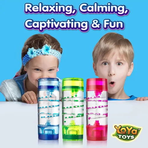 Vista 5 de YoYa Toys Liquimo Spiral - Liquid Motion Bubbler (paquete de 3) - Temporizador líquido de reloj de arena para niños y adultos - Juguetes