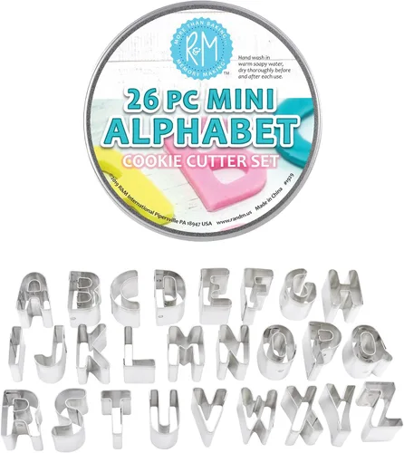 Vista 3 de R&M International Mini Alphabet - Cortadores de galletas, juego de 26 piezas