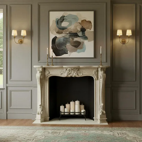 Vista 12 de Creative Co-Op - Mantel decorativo de madera para chimenea, color crema envejecida