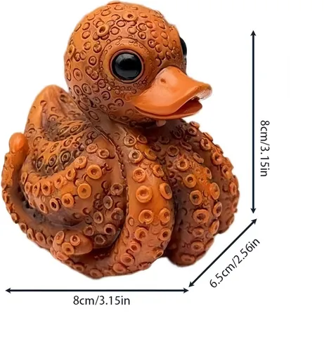 Vista 4 de Figura de pato pulpo – Figura de pato animal de resina, estatua creativa de criatura marina, adorno coleccionable para tablero de instrumentos