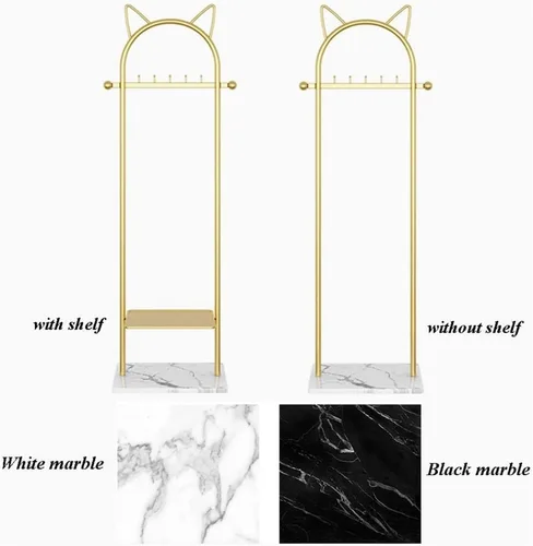 Vista 4 de Perchero dorado para ropa, perchero con base de mármol estable para abrigos, sombreros, bufandas, ropa y bolsos, para el hogar, dormitorio, hotel
