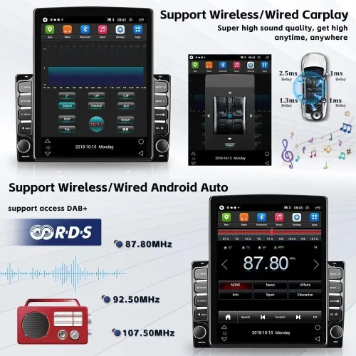 Vista 4 de Radio estéreo de coche para Ford F-150 F150 2009-2014, pantalla táctil vertical 9.7 para F150 Android estéreo con Apple Carplay Android Auto