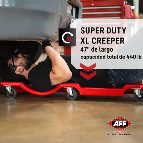 Vista 2 de AFF XL Mechanic's Creeper - Creeper Ergonómico de 47" de Longitud con Reposacabezas Acolchado y Bandejas Magnéticas para Herramientas - Super