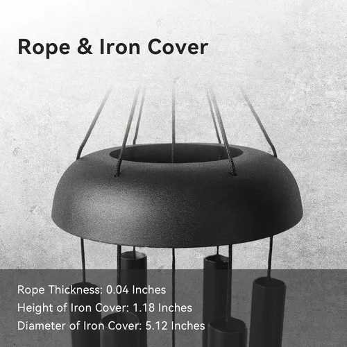 Vista 5 de Campanillas de viento para exteriores, campanillas de viento de metal de tono profundo de 32 pulgadas con 6 tubos de aluminio grueso, campanillas