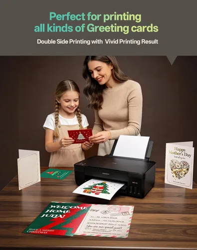 Vista 5 de Uinkit 100 hojas de 8.5 x 11 pulgadas, papel fotográfico grueso y pesado, cartulina brillante de doble cara, folleto de 80 libras, 10.58 oz/m², 15.7