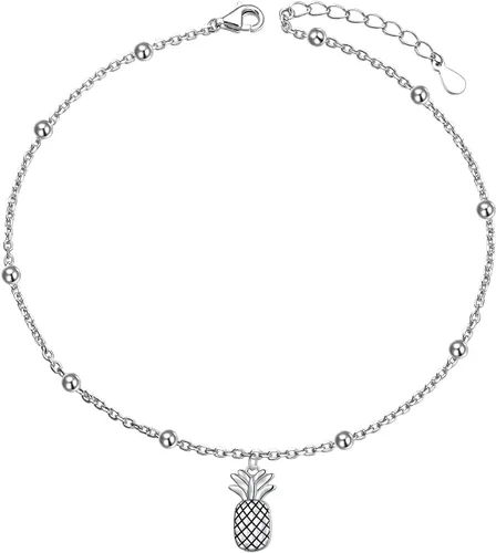 Vista 9 de DAOCHONG Tobillera para mujer de plata de ley S925 ajustable con cadena de pie y tobilleras