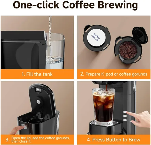 Vista 5 de Cafetera, cafetera de una sola porción para cápsulas K y negro