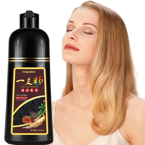 Vista 12 de Champú instantáneo para cabello negro de 16.9 fl oz para hombres y mujeres, champú de tinte para el cabello 3 en 1, cobertura del cabello 100%