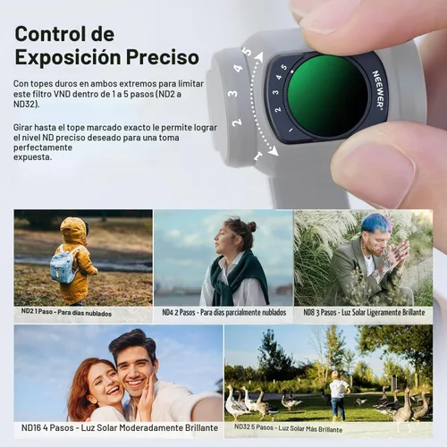 Vista 3 de NEEWER Filtro ND2-32 variable compatible con DJI Osmo Pocket 3, filtro magnético ND ajustable de 1 a 5 paradas limitadas, accesorios para cámara