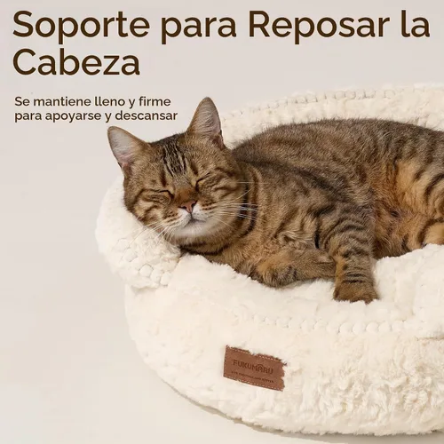 Vista 3 de FUKUMARU Cama para gatos de interior, cama para perros pequeños, lavable Crema